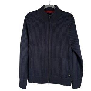 Relwen Full Zip Sweater Jacket Mens M Slim Fit Ribbed Knit Cotton Acrylic Wool
